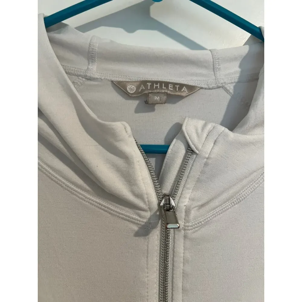 Athleta Women’s White Performance Zip-Up Jacket with Hood – Size Medium - Picture 4 of 7